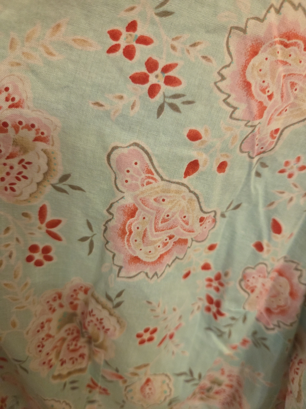Izod Blue Floral Long Sleeved Cotton Button Down Blouse XL NWOT Cottagecore - Picture 3 of 4